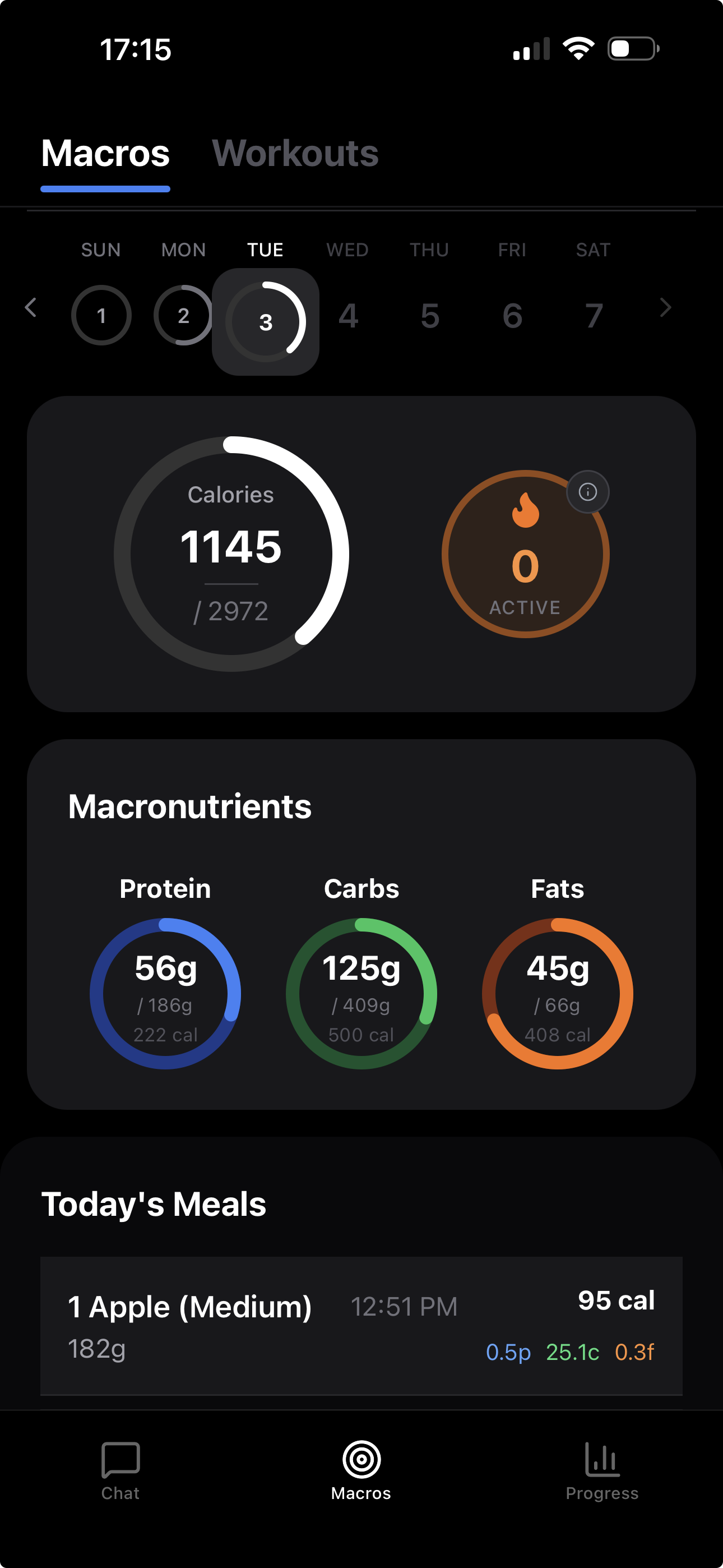 MacrosGPT macro tracking dashboard